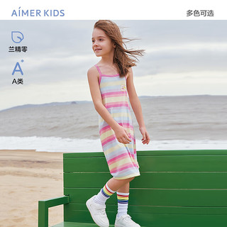 爱慕儿童（AIMER KIDS）春夏莫代尔印花甜美女童短袖吊带睡裙连衣裙睡衣中大童可外穿 彩虹乐园AK144E551 170