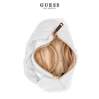 GUESS  24年春季女士菱格纯白三角logo表经典链条包-QG923673 WHI-白色 ONE