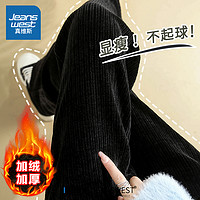 抖音超值购：JEANSWEST 真维斯 窄版阔腿裤女秋冬新款2023通勤百搭雪尼尔加绒休闲运动裤