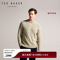 Ted Baker2024春季男士粗绞花圆领毛衣针织衫272588 灰褐色 1