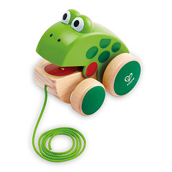 Hape 木制牽繩拖拉青蛙1歲寶寶學走路學步兒童益智玩具周歲禮物