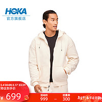 HOKA ONE ONE 男款秋冬全拉链抓绒保暖卫衣HOKA ESSENTIAL FZ HOODIE 蛋酒色 L