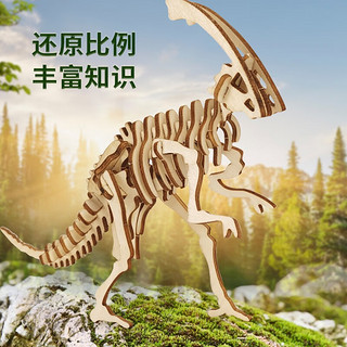 wan kong 玩控 儿童立体拼图3d木质拼装模型恐龙男女孩玩具手工diy积木 5款装
