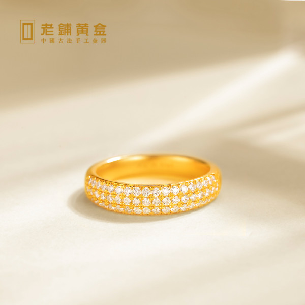 老铺黄金古法手工足金指环繁星戒指（钻石窄边款）【报价 价格 评测 怎么样】 -什么值得买