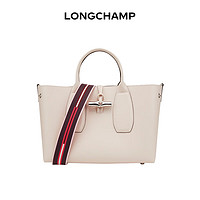 LONGCHAMP 珑骧 女士ROSEAU系列浅粉色牛皮中号单肩斜挎手提包 10058 HCN P53