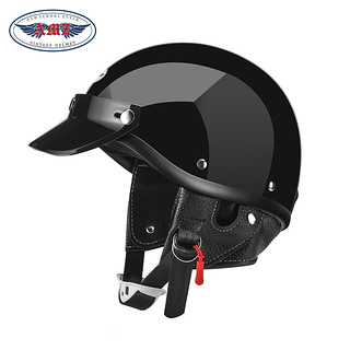 AMZ 摩托车头盔男日式复古巡航机车女士电动车半盔冬季3C认证瓢盔