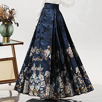 卡辑(KAARJIYY)明制汉服马面裙女套装国风日常古装改良半身裙织金妆花螺钿秋冬款 【蝶恋花】蓝色马面裙 M