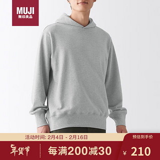 无印良品（MUJI）男式 紧密织毛圈 套头卫衣 连帽卫衣 ABI09A2A 灰色 XL