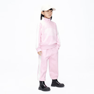 little MO&Co.加绒两件套装 little moco童装23冬装男女童蓄热立领卫衣卫裤 水粉色 110/52