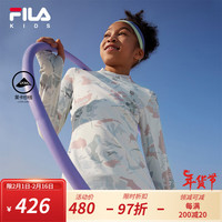 FILA斐乐儿童童装上衣2024春季新款中大童女童运动户外长袖T恤潮 满印一-ZA 1