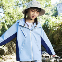 TOREAD 探路者 儿童冲锋外套男女中大童装春秋季款防风雨衣夹克 晴空蓝 160