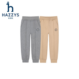 哈吉斯（HAZZYS）品牌童装男女童长裤冬新品弹力舒适简约时尚休闲百搭一体绒长裤 燕麦卡其 165