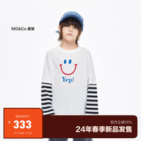 little MO&Co.little moco童装24春装男女童纯棉假两件长袖T恤衫KBD1TEET10 本白色 130/64