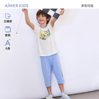 爱慕儿童(AIMER KIDS)宝宝春夏男女童莫代尔儿童睡衣家居套装短袖萌趣可爱轻薄透气 男-竞速赛车AK243F211 100