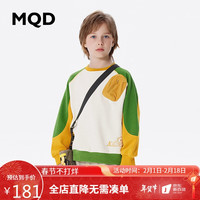 马骑顿 MQD童装【环保索罗娜】男大童撞色圆领卫衣24春上衣 米白 110cm