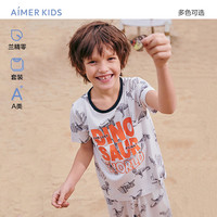 爱慕儿童(AIMER KIDS)宝宝春夏男女童莫代尔儿童睡衣家居套装短袖萌趣可爱轻薄透气 男-都市恐龙AK243E411 100