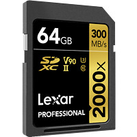 Lexar 雷克沙 SD卡64G 300M/S 2000X单反微单相机摄像机高速存储内存卡