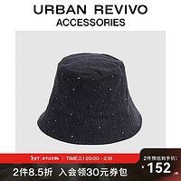 URBAN REVIVO 2024春季女士时尚休闲钉珠渔夫帽UAWA40124 深灰 F