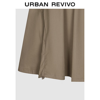 URBAN REVIVO UR2024春季女工装风松紧腰抽绳超宽松长款A型半裙UWL540012 深卡其 S(XS-S)