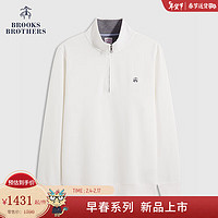 布克兄弟（BrooksBrothers）男士24早春半拉链高领针织衫毛衣 1001-白色 S