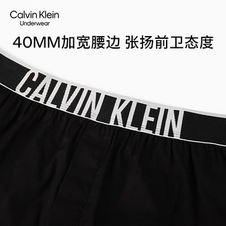 Calvin Klein内衣【风暴引力带】24春夏男士醒目提花舒适宽松平角内裤NM2573 UB1-墨夜黑 L