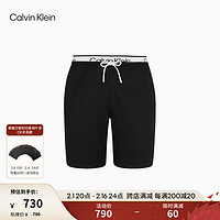 Calvin Klein【吸湿速干】运动24春夏男松紧提花抽绳腰针织运动短裤4MS4S844 001-太空黑 S