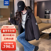 唐狮 TONLION棉衣女连帽工装棉服WP 黑色 S