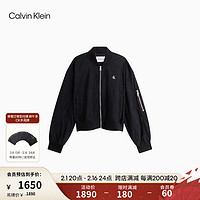 Calvin Klein Jeans24春夏女士字母印花棒球领宽松飞行员短外套J223496 BEH-太空黑 S