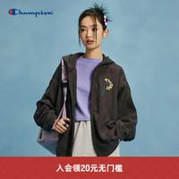 Champion卫衣24春季趣味印花连帽衫女甜酷可爱风开衫外套 深灰色 S