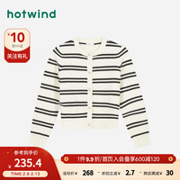 热风 hotwind2024年春季女士肌理针织衫 40黑白条纹 M