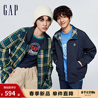 Gap 盖璞 男装春季2024LOGO撞色半高领棒球服夹克877536时尚外套 藏蓝色 170/92A(M)亚洲尺码