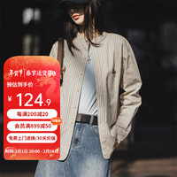 马登 MADEN女装 法式竖条纹衬衫秋内搭纯棉长袖衬衣设计感休闲上衣外套 条纹 S