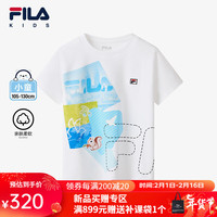 FILA斐乐儿童服装2024春冬新款男小童短T类短袖T恤 标准白-WT 1