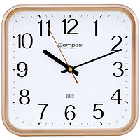 Compas 康巴丝 挂钟客厅 创意简约方形钟表石英钟表挂墙时钟 2548金色