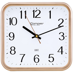 Compas 康巴絲 掛鐘客廳 創意簡約方形鐘表石英鐘表掛墻時鐘 2548金色