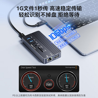 阿卡西斯扩展坞type-c M.2固态硬盘盒NVMe/SATA双协议硬盘盒USB3.1桌面拓展适用mac笔记本苹果拓展坞073S灰