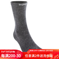 injinji羊毛五指袜双层套袜里层袜男女长筒薄款美利奴羊毛保暖运动袜 暗灰色 L(44.5-47)