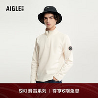 AIGLE【滑雪系列】艾高冬季保暖户外运动四面弹半拉链抓绒衣男 粉白色 AN424 XL