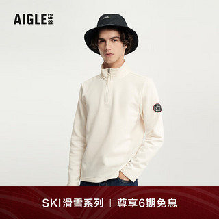 AIGLE【滑雪系列】艾高冬季保暖户外运动四面弹半拉链抓绒衣男 粉白色 AN424 XL