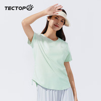 探拓(TECTOP)休闲T恤 打底户外短袖透气薄款女士上衣 冰脂绿 L