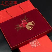 达芬奇密码 100%纯羊毛围巾女冬季刺绣披肩秋冬羊绒围脖礼盒 铃铛 暗红