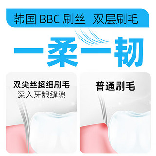 雷治（Dr.RAY）宽头牙刷 双层大小头牙刷家庭装 超细清洁长短刷毛 高档泰国品牌 【V型深入宽头双层刷毛】2支装