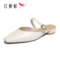 红蜻蜓 RED DRAGONFLY休闲女单鞋2024年包头一字带时尚后空软底浅口女鞋WTK24005 米色 34
