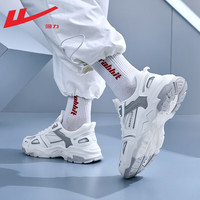 回力运动鞋男鞋秋冬款老爹鞋男士经典厚底增高潮流休闲轻便跑步鞋子男 白灰 43