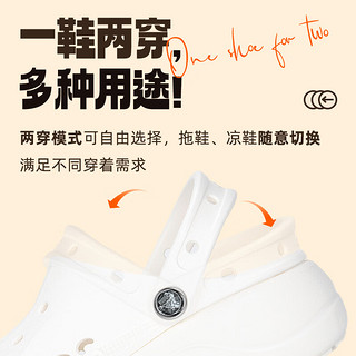 卡骆驰（crocs）洞洞鞋女鞋 24春季休闲鞋户外运动贝雅云彩Clog 沙滩鞋凉拖鞋 贝雅云彩Clog/白色 38-39