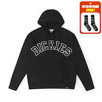 dickies24春夏字母logo贴布绣美式连帽毛圈布卫衣DK013104 沥青黑 S