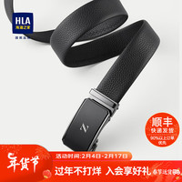 HLA商务大气自动扣皮带2024黑色花纹柔韧舒适皮带男HZPAD1W038A 黑色花纹38 110cm