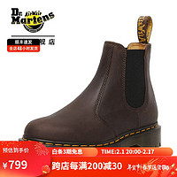 马丁（DR.MARTENS）2976 Bex 机车靴美拉德疯马皮厚底男女款切尔西靴 深棕色 36码