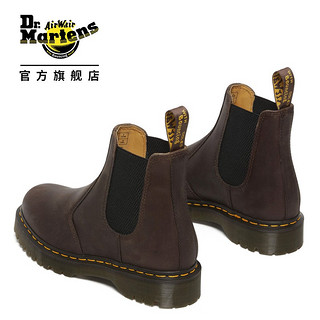 马丁（DR.MARTENS）2976 Bex 机车靴美拉德疯马皮厚底男女款切尔西靴 深棕色 36码