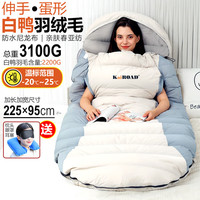 凯路德（KAIROAD）羽绒睡袋加大成人可伸手户外露营旅行便携式抗寒冬季保暖加厚防寒 【可伸手】加大蛋形3.1kg+三宝